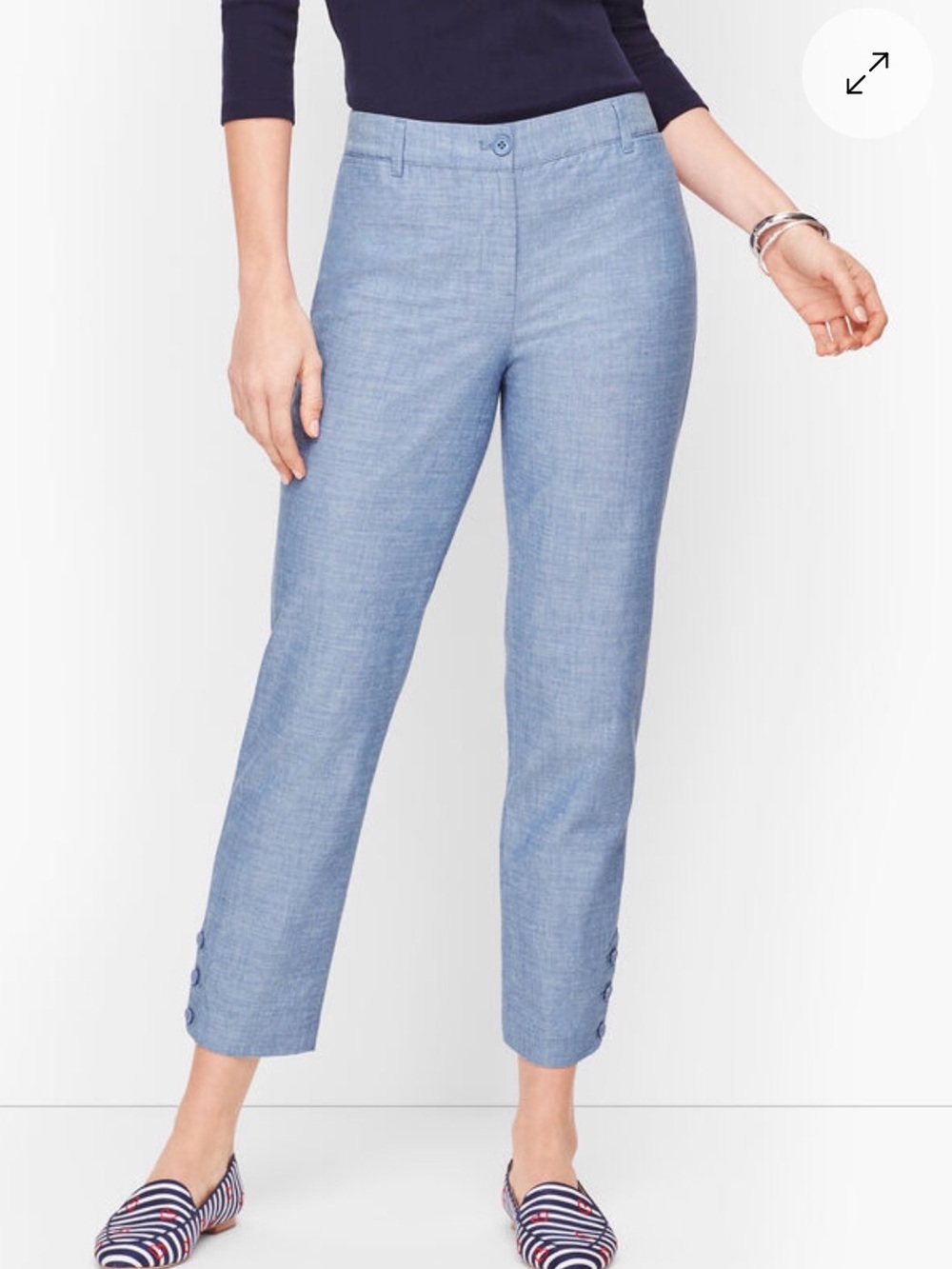 Talbots Light Blue Chambray Perfect Crop Straight-Leg Pants